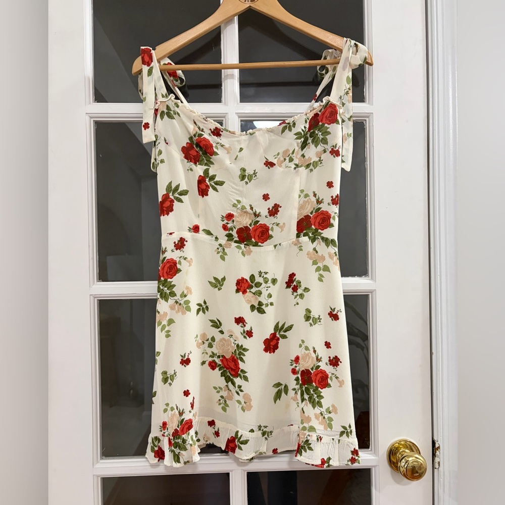 Reformation Floral Tie Strap Ruffle Christine Dress In Maureen - Size 12 - Picture 2 of 8